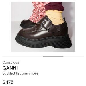 GANNI brown and black loafers with buckle
